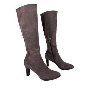 AQUATALIA Womens Gray Pointed Toe Side Zip Leather Knee High Boots Size 9.5